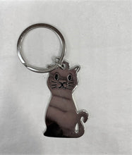 Load image into Gallery viewer, Shiny Silver Cat Keychain