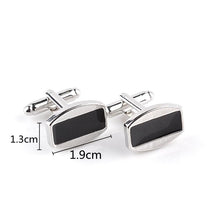 Load image into Gallery viewer, Black Oval Design French Cuff Links