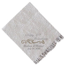 Load image into Gallery viewer, Happy 25th Anniversary Blanket with Custom Swirl Design | Personalized 25th Anniversary Blanket in Silver Swirl | Custom Embroidered Silver Anniversary Blanket | Elegant Silver Swirl Happy 25th Anniversary Blanket | Detailed View of Custom 25th Anniversary Blanket in Silver
