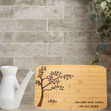 Load image into Gallery viewer, Personalized bamboo cutting board for wedding – Custom engraved gift made in Canada