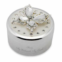Load image into Gallery viewer, Personalized round butterfly trinket box with engraving – unique custom gift idea for women in Canada