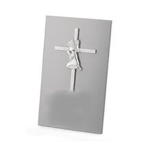 Load image into Gallery viewer, Stainless Steel Cross Plaque for Girls | Engraver in Canada | Gift Shop in Calgary | Religious Gift for Her | Custom Engraved Cross | Personalized Religious Plaque | Stainless Steel Christian Keepsake | Unique Religious Gift | Commemorative Cross for Girls | Engraved Cross Wall Decor | Christian Symbol Plaque | Religious Décor for Girls | Customizable Cross Gift | Meaningful Religious Present | Stainless Steel Religious Plaque