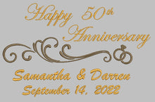 Load image into Gallery viewer, Happy 50th anniversary blanket – Elegant personalized throw made in Canada