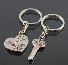 Load image into Gallery viewer, I love you heart and key  keychain- 2 in one