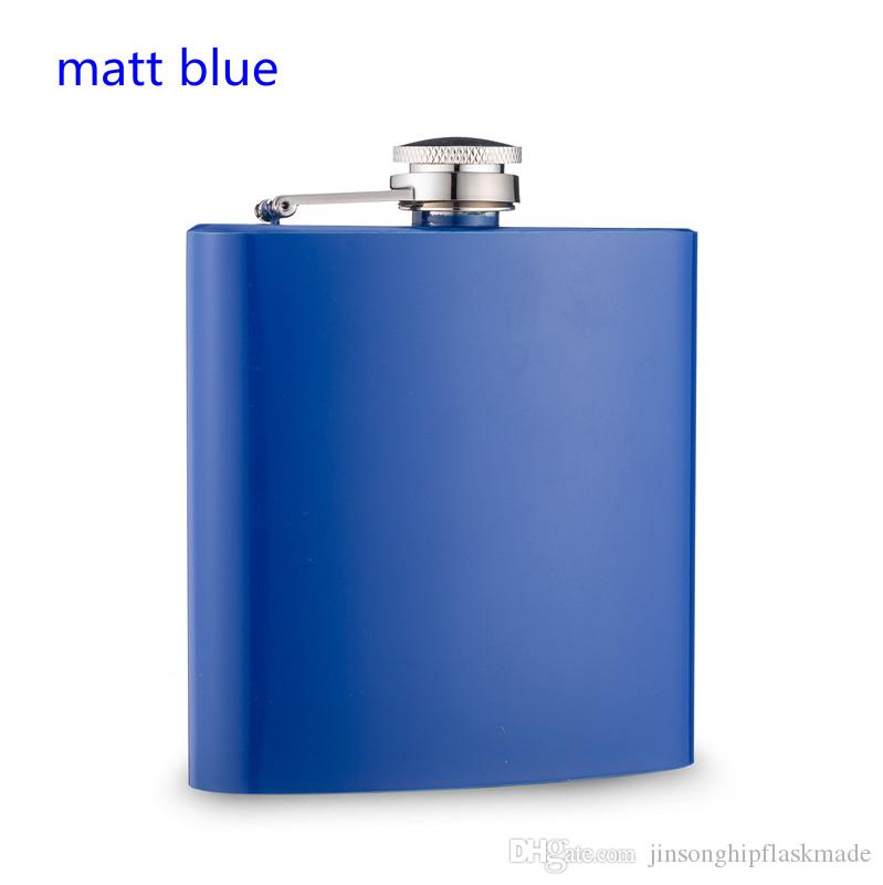 Matte blue flask engravable | 60 oz flask multi color for Engraving  | Mini Pocket Flask 6oz | buy  pocket flasks online canada | buy pocket flasks calgary | gift store in calgary