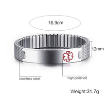 Load image into Gallery viewer, Medical Alert Stainless Steel Stretch Bracelet- Silver
