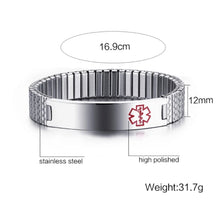Load image into Gallery viewer, Medical Alert Stainless Steel Stretch Bracelet- Men