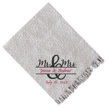 Load image into Gallery viewer, Mr. & Mrs. antique-style wedding throw blanket – Personalized gift made in Canada