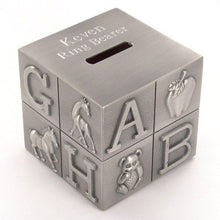 Load image into Gallery viewer, Pewter Baby Block Money Bank.
