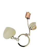 Load image into Gallery viewer, Rose gold rose keychain – elegant floral keyring gift for her, perfect personalized accessory in Canada