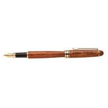 Load image into Gallery viewer, "Rosewood Fountain Pen with Cap On" | "Rosewood Fountain Pen with Cap Off" | "Close-up of Rosewood Fountain Pen" | "Rosewood Fountain Pen with Gold Accents" | "Rosewood Fountain Pen in Case"