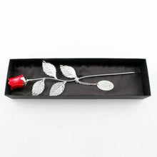 Load image into Gallery viewer, Silver-plated red rose – a timeless personalized gift for anniversaries, weddings, and special occasions. A symbol of love and elegance.