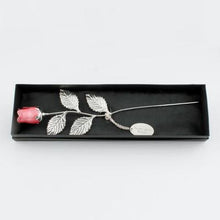 Load image into Gallery viewer, Silver-plated pink rose – a stunning personalized gift for anniversaries, birthdays, and special occasions. A timeless symbol of love and elegance.