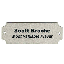 Load image into Gallery viewer, Silver notched trophy name plate with hole