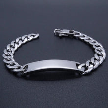 Load image into Gallery viewer, Stainless Steel 8 Inches Cuban Chain ID Bracelet | Stainless steel bracelet | Online bracelets in Canada | Online jewellery shop in Calgary | Online gift store in Canada | Online gift store in Calgary | Online gifts in Canada | Online gifts in Calgary
