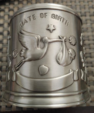 Load image into Gallery viewer, Round Pewter Stork Money Bank