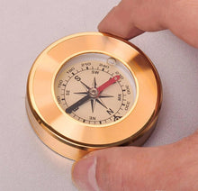 Load image into Gallery viewer, Brass compass with intricate engraving | Perfect gift from Engraving Reimagined, Canada&#39;s top engraver | Available at Calgary&#39;s premier gift shop
