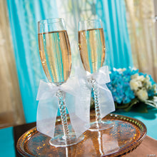 Load image into Gallery viewer, Wedding Toast glasses | Wedding Gifts in Calgary | Buy gifts from Engraving Reimagined | Gift store in Canada | Online gift store in Canada | Gift store in Calgary | Online gifts store in Calgary | Wedding gifts in Canada | Wedding gifts in Calgary | Two Hearts Wedding Toasting Glass Champagne Flutes | Elegant champagne flutes with two heart design | Wedding toasting glasses set | Personalized champagne glasses for weddings | Engraved toasting flutes for special occasions