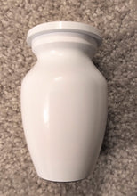Load image into Gallery viewer, White Mini urn with beautiful cardinal design