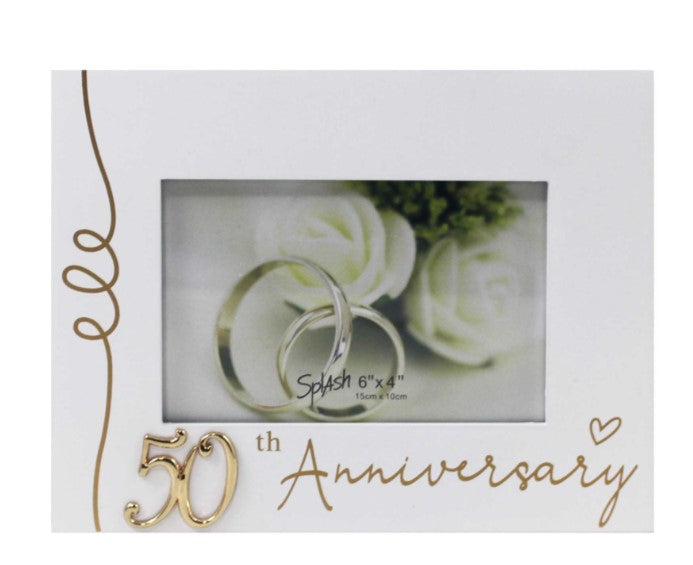 6x4 White 50th Anniversary Frame