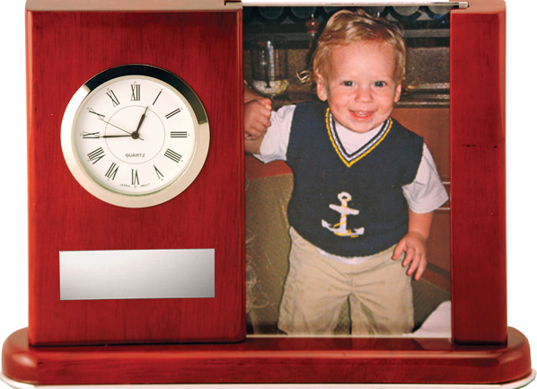 SH Rosewood clock with photo frame