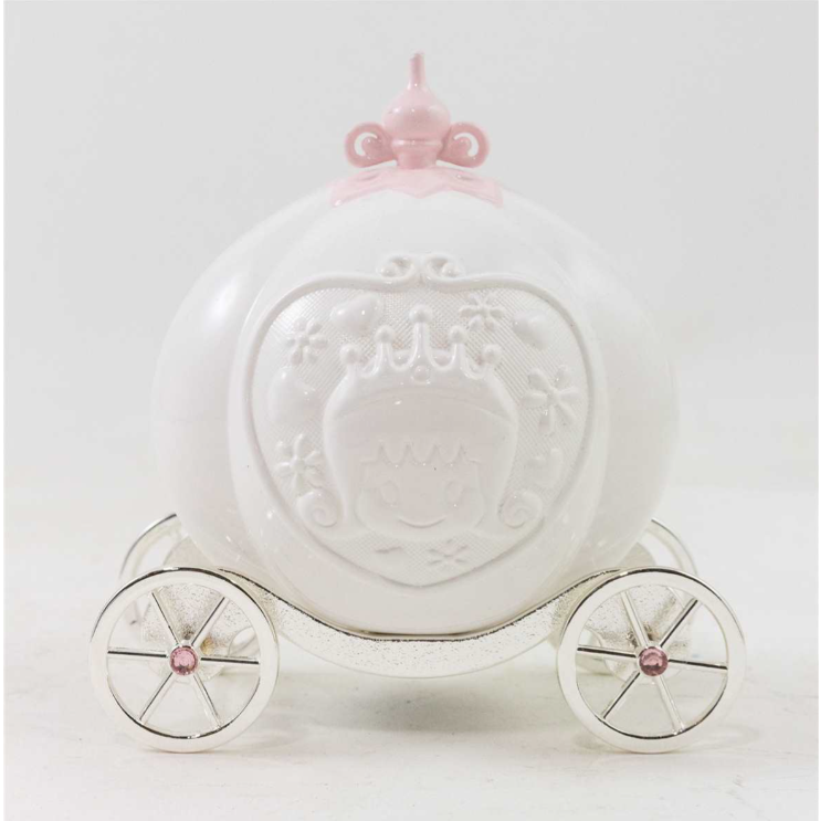 White Ceramic Pumpkin Carriage Money Bank