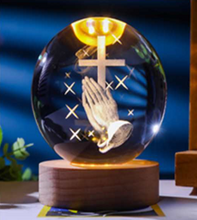 Load image into Gallery viewer, 3D Crystal light up ball with Praying hands
