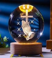 3D Crystal light up ball with Praying hands