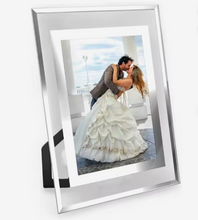 Load image into Gallery viewer, Floating Glass Photo Frame with Brushed Silver Border 8x 10
