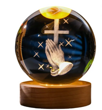 Load image into Gallery viewer, 3D Crystal light up ball with Praying hands
