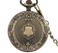 Load image into Gallery viewer, Royal  Shield Crown Pattern Quartz Pocket Watch- Black, Gold , Silver, Bronze
