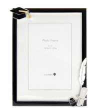 Load image into Gallery viewer, Graduation Black border with white scroll and quill
