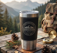 Leatherette wrapped Stainless Steel Tumbler-Black - Limited promo FREE NAME ENGRAVING