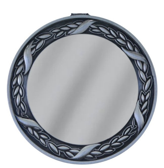 Antique silver medal with black ribbon