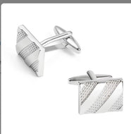 Silver Diagonal Pattern Cuff links