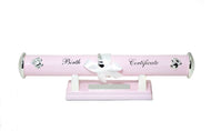 Personalized birth certificate tube with stand for baby keepsakes in Canada