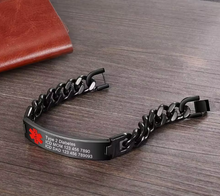 Load image into Gallery viewer, Medical Alert ID Link Chain Bracelet- Black

