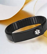 Load image into Gallery viewer, Black medical alert stretch bracelet- Men&#39;s
