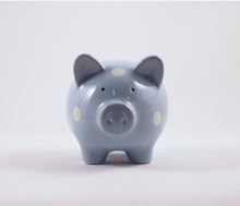 Load image into Gallery viewer, Blue Piggy Bank- White Polka Dots | Piggy banks online in Canada | Piggy banks online in Calgary | Piggy banks online in Canada | Online gift shop in Canada | Online Gift shop in Calgary | Online engraver in Canada
