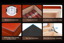 Load image into Gallery viewer, Cigar Humidor Box – Glass Top Humidor with Hygrometer Humidifier
