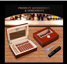 Load image into Gallery viewer, Cigar Humidor Box – Glass Top Humidor with Hygrometer Humidifier
