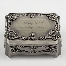 Load image into Gallery viewer, RECTANGLE DARK NICKEL JEWELERY BOX-ROSE
