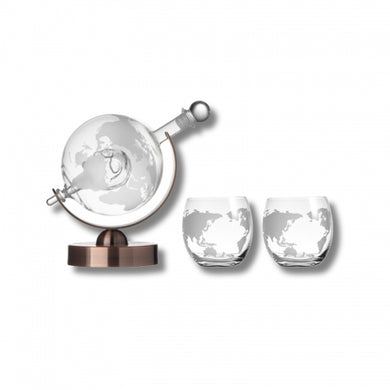 Globe glass whisky decanter set with glasses – personalized wedding gift Canada