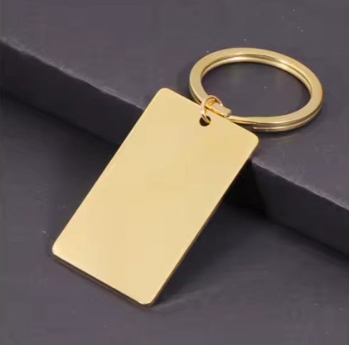Gold Rectangular Stainless Steel Keychain – Engraving Reimagined