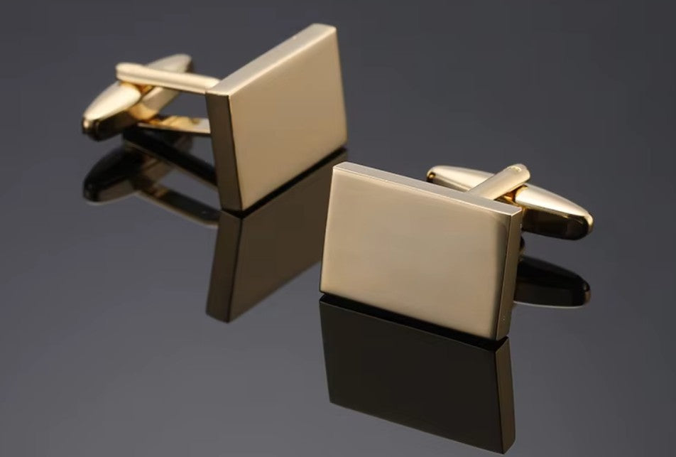 Men's French shirt cufflinks- Rectangular - Gold