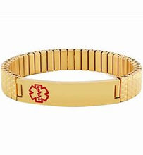 Load image into Gallery viewer, Gold medical alert stretch bracelet- Men&#39;s
