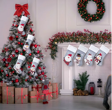 Load image into Gallery viewer, Grey and white stocking- PENGUIN
