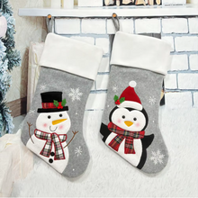 Load image into Gallery viewer, Grey and white stocking- PENGUIN

