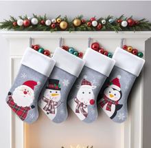 Load image into Gallery viewer, Grey and white stocking- PENGUIN
