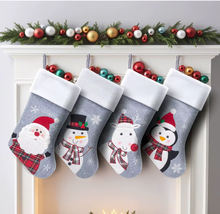 Grey and white stocking- PENGUIN